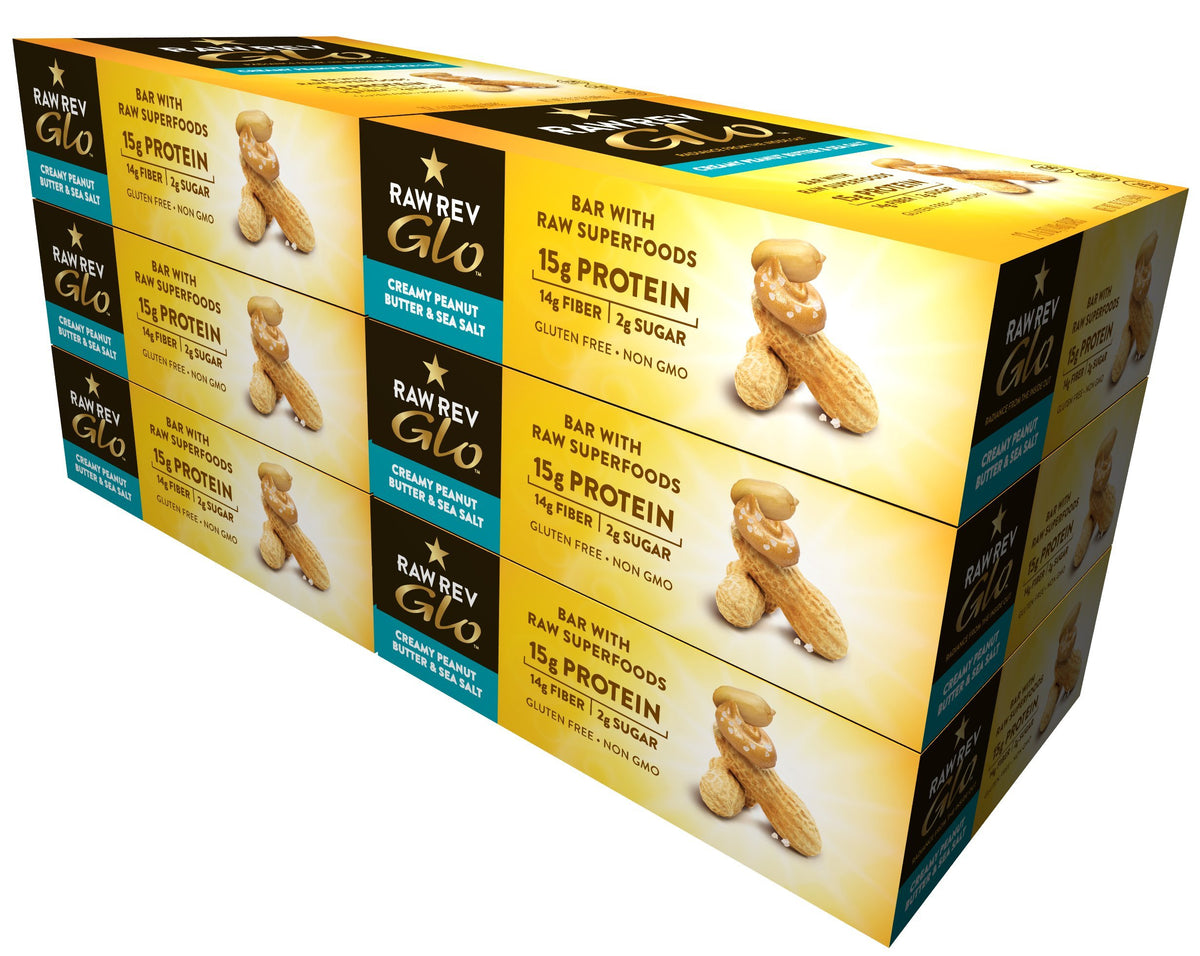 Raw Rev Glo Vegan Protein Bars Creamy Peanut Butter & Sea Salt - 72 Count - image 2