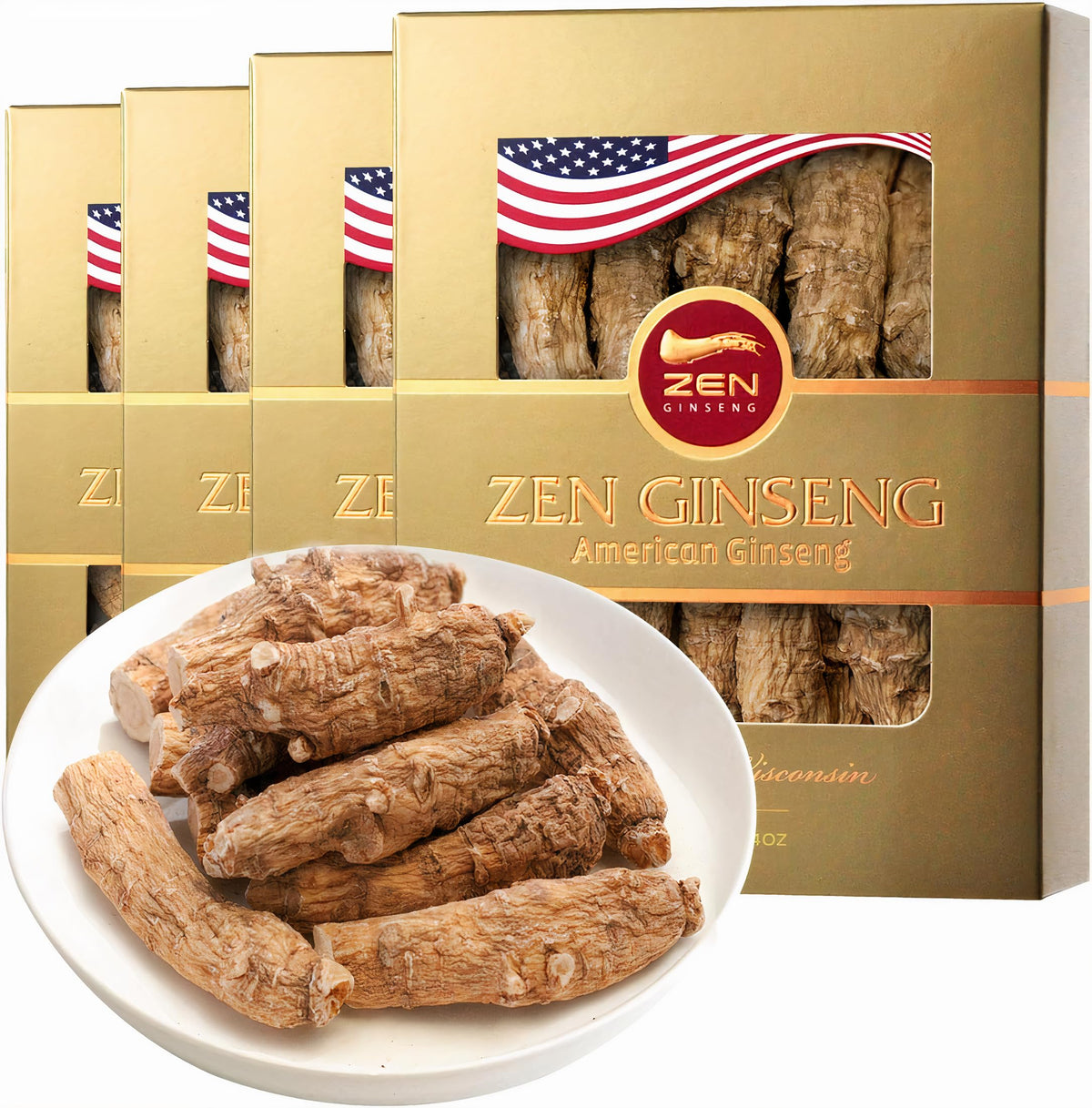 Zen Ginseng Large Short American Wisconsin Ginseng Root Boosted