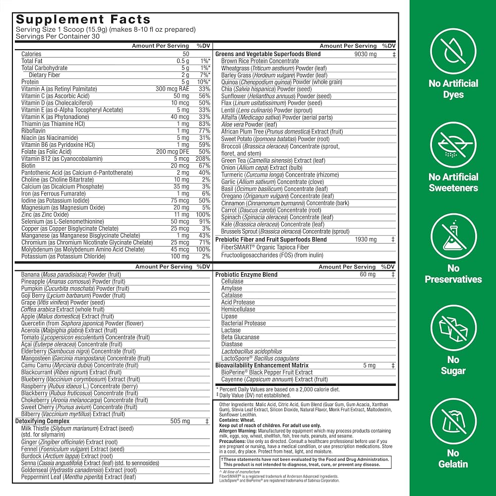 Force Factor Smarter Greens Superfoods Powder for Gut Health - 14.8 oz - image 6
