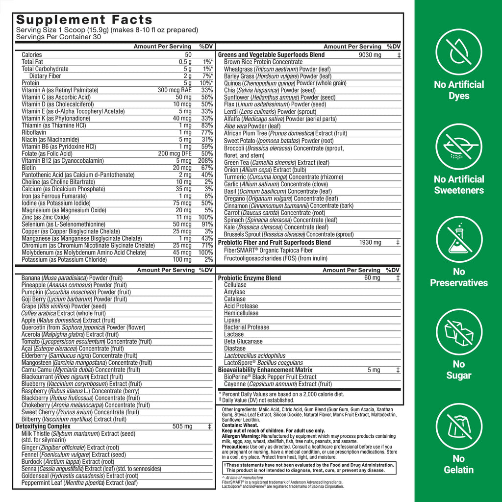 Force Factor Smarter Greens Superfoods Powder for Gut Health - 14.8 oz - image 6