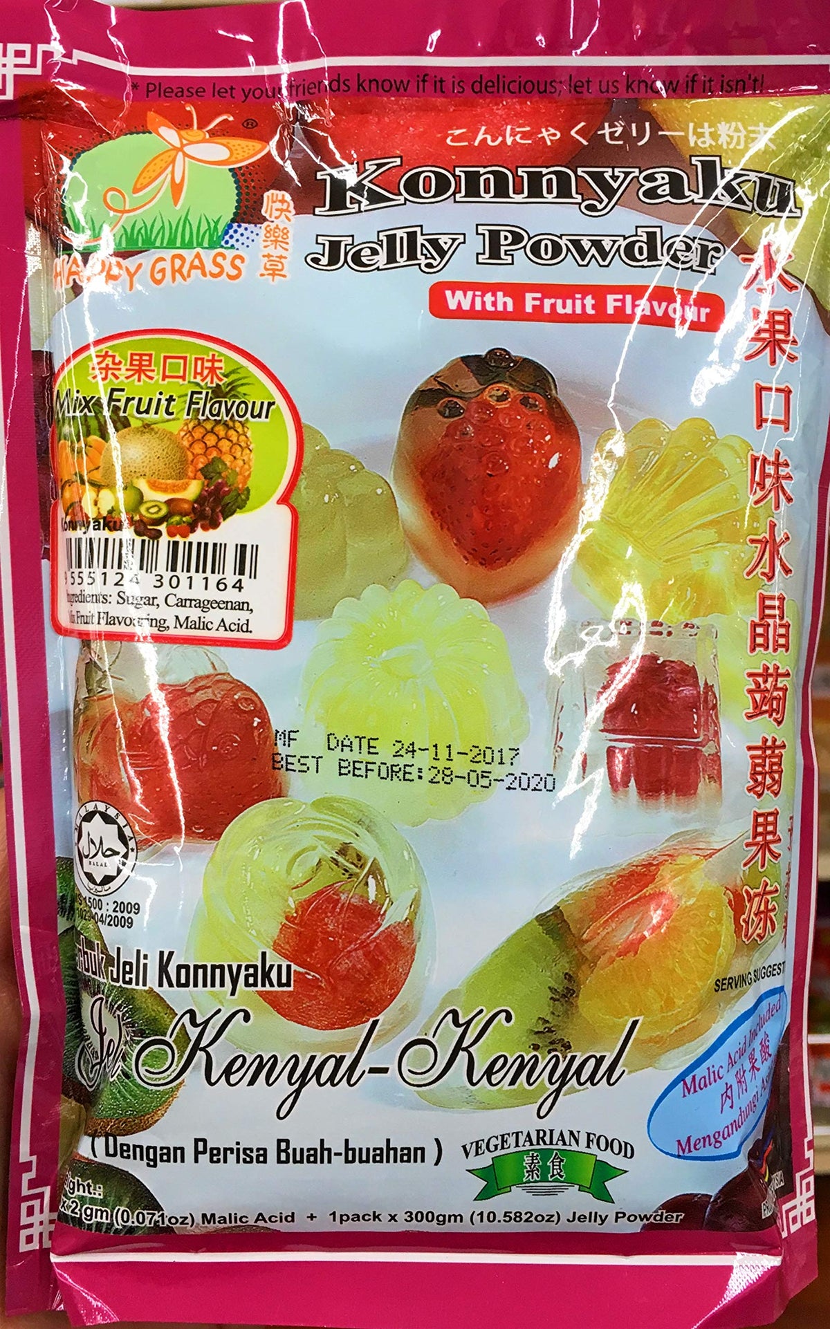 Happy Grass Konnyaku Jelly Powder Mix Fruit Flavour - Pack of 3