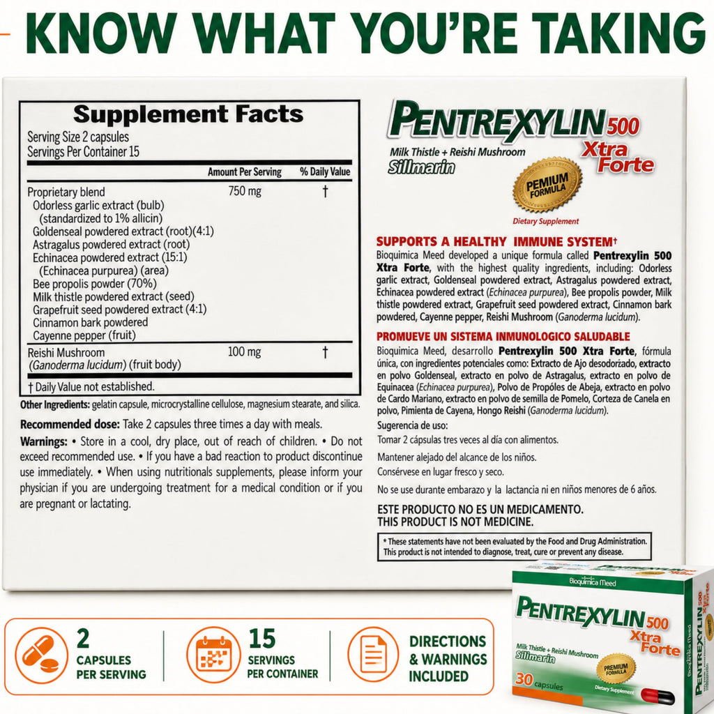 Pentrexylin Milk Thistle Reishi 500 mg - 30 Capsules - image 7