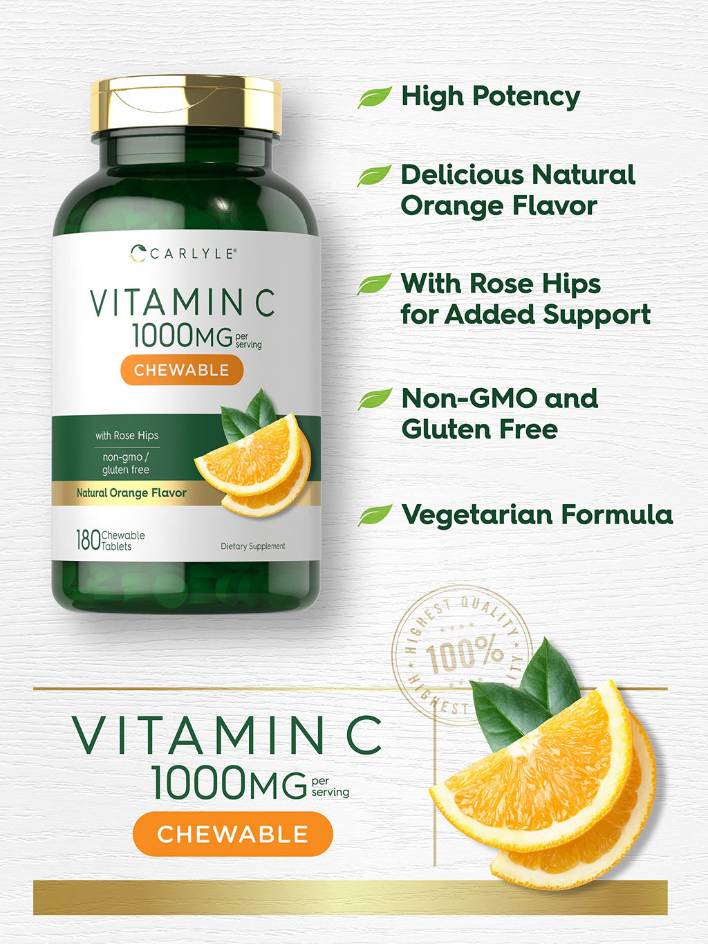 Carlyle Vitamin C 1000mg Chewables - 180 Tablets - image 3