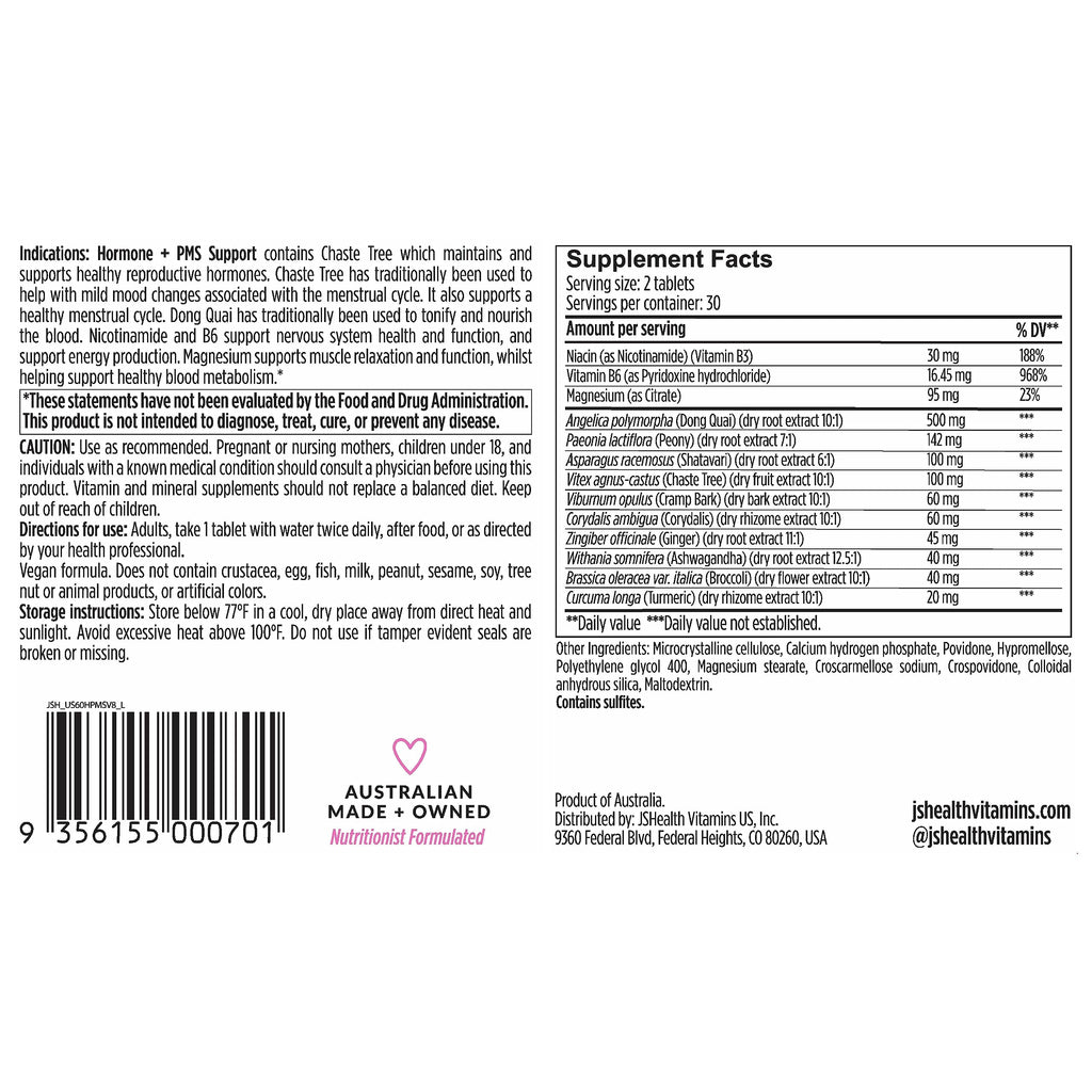 JSHealth Vitamins Hormone Balance & PMS Support - 60 Tablets - image 6