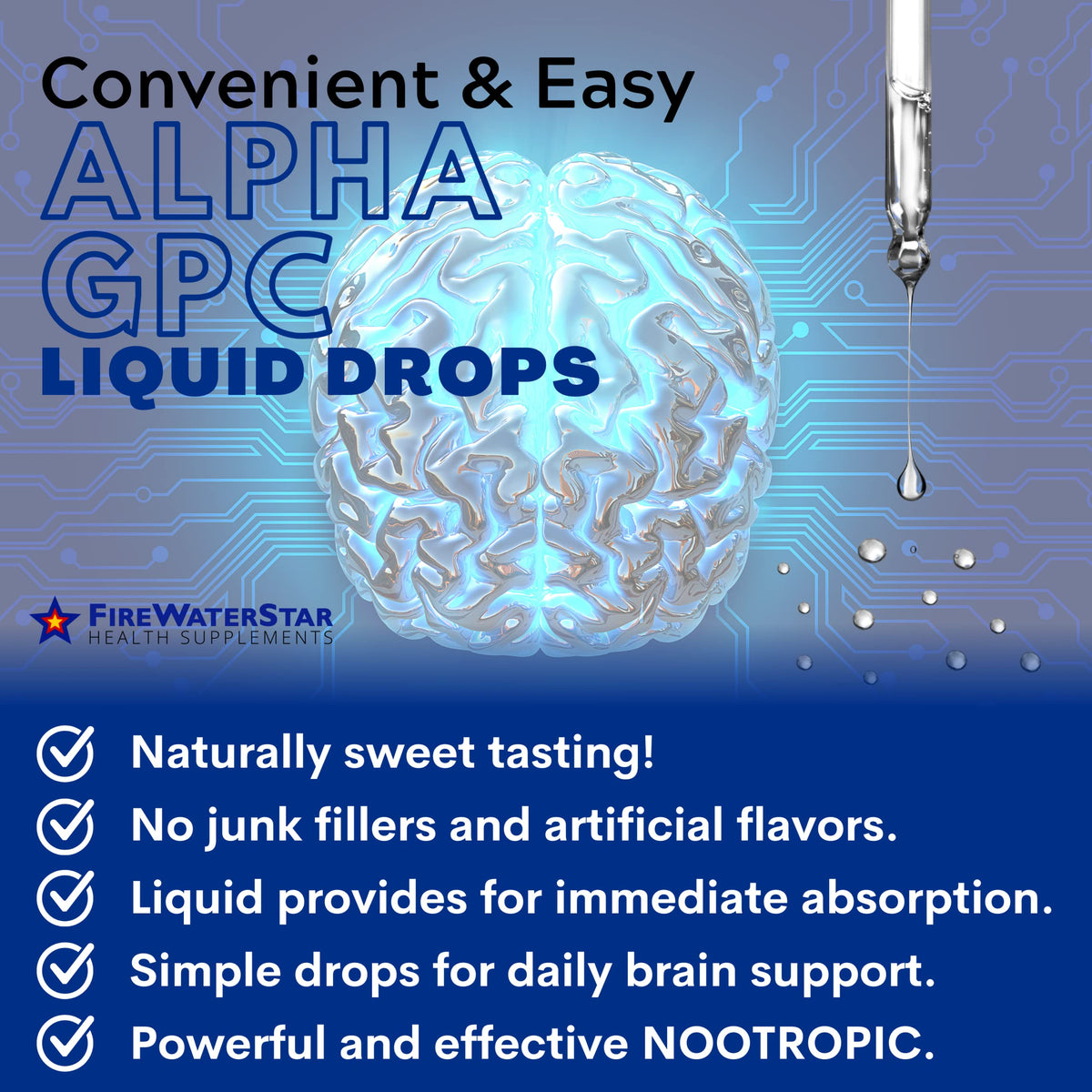 FIREWATERSTAR Alpha GPC 300 mg Liquid Choline for Focus - 2 Fl Oz - image 5