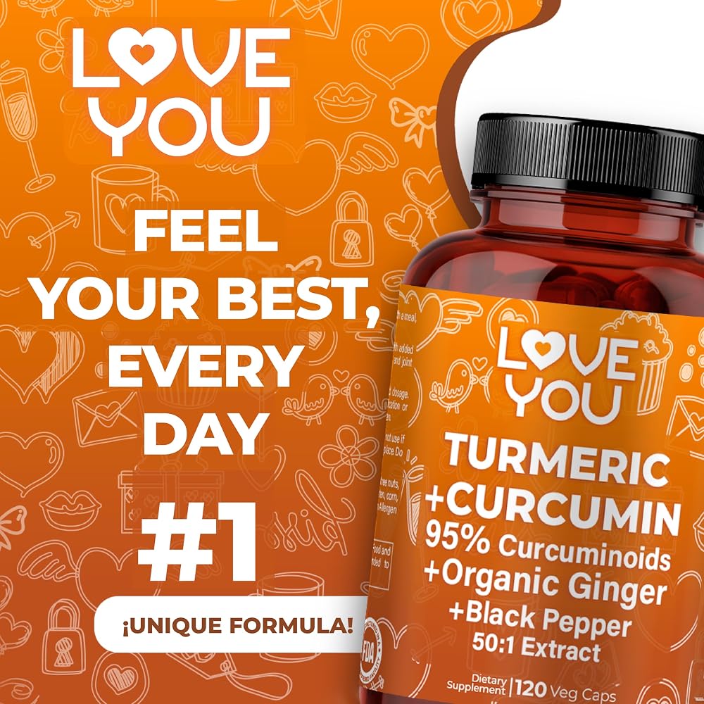 Love You Turmeric Curcumin with Ginger & BioPerine - 120 Capsules - image 2