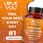 Love You Turmeric Curcumin with Ginger & BioPerine - 120 Capsules - image 2