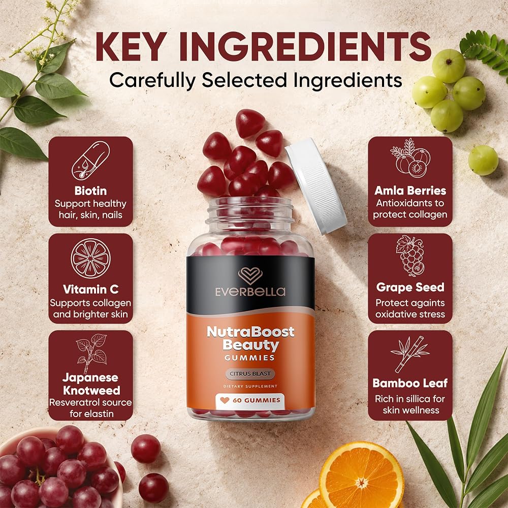 EverBella NutraBoost Beauty Gummies with Biotin & Vitamin C - 60 Count - image 6
