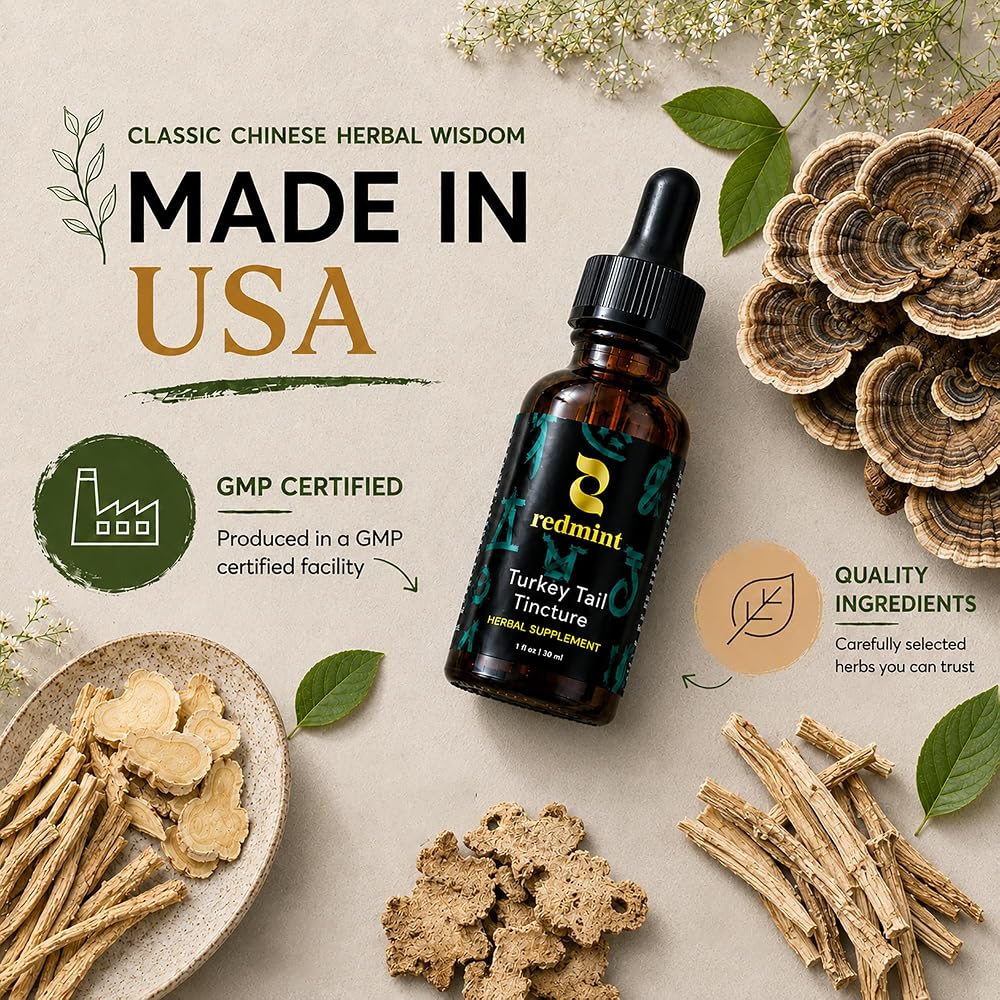 Redmint Lion's Mane and Turkey Tail and Cordyceps Mushroom Herbal