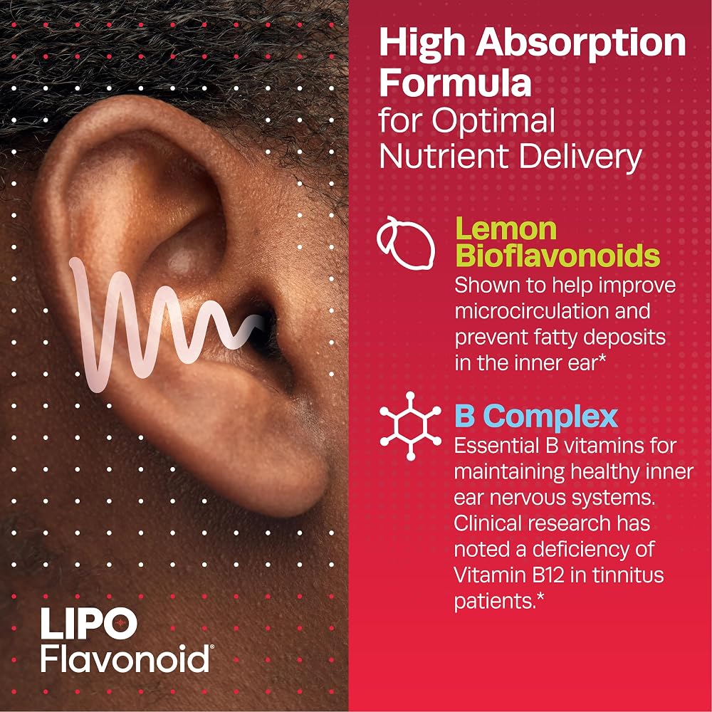 Lipo-Flavonoid Tinnitus Relief Ear Health Vitamins - 100 Caplets - image 3