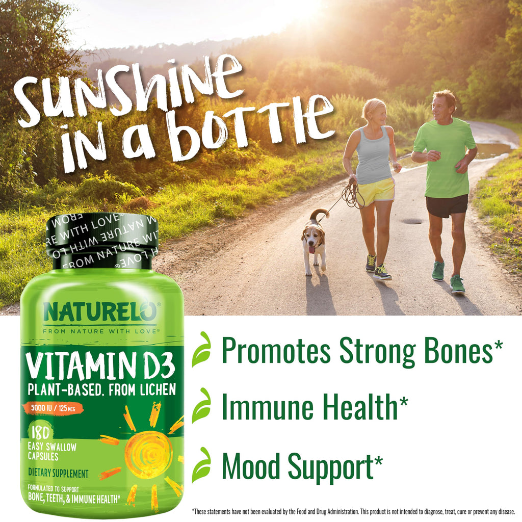 Naturelo Unflavored Vitamin D3 Capsules Bottle Bone