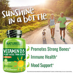 Naturelo Unflavored Vitamin D3 Capsules Bottle Bone