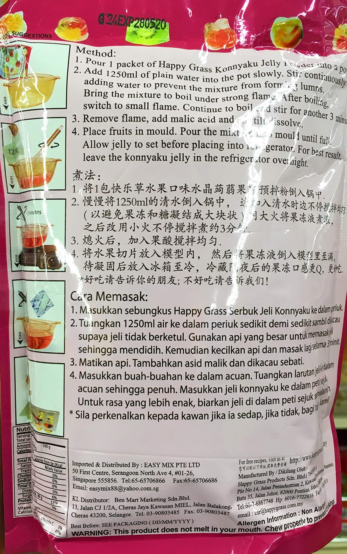 Happy Grass Konnyaku Jelly Powder Mix Fruit Flavour - Pack of 3 - image 2