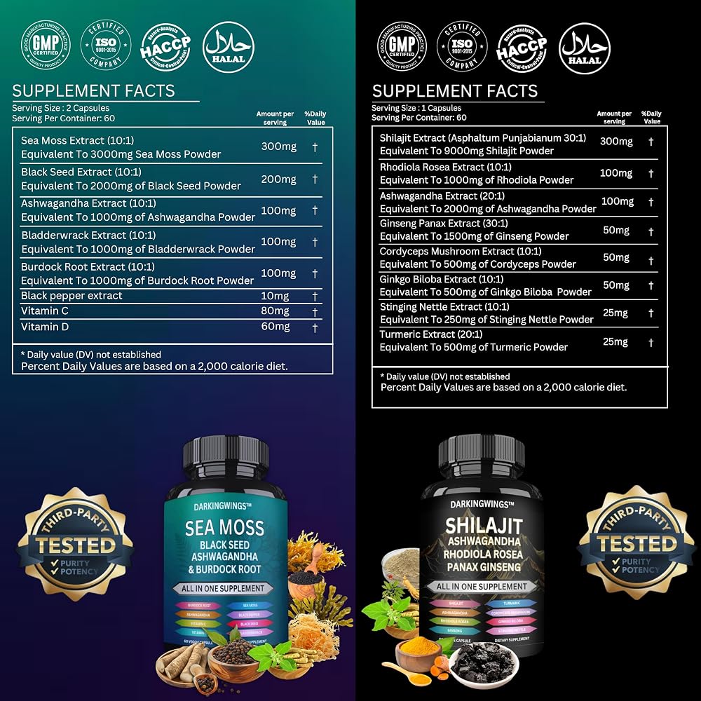 Darkingwings Shilajit and Sea Moss Combo - 120 Capsules - image 2