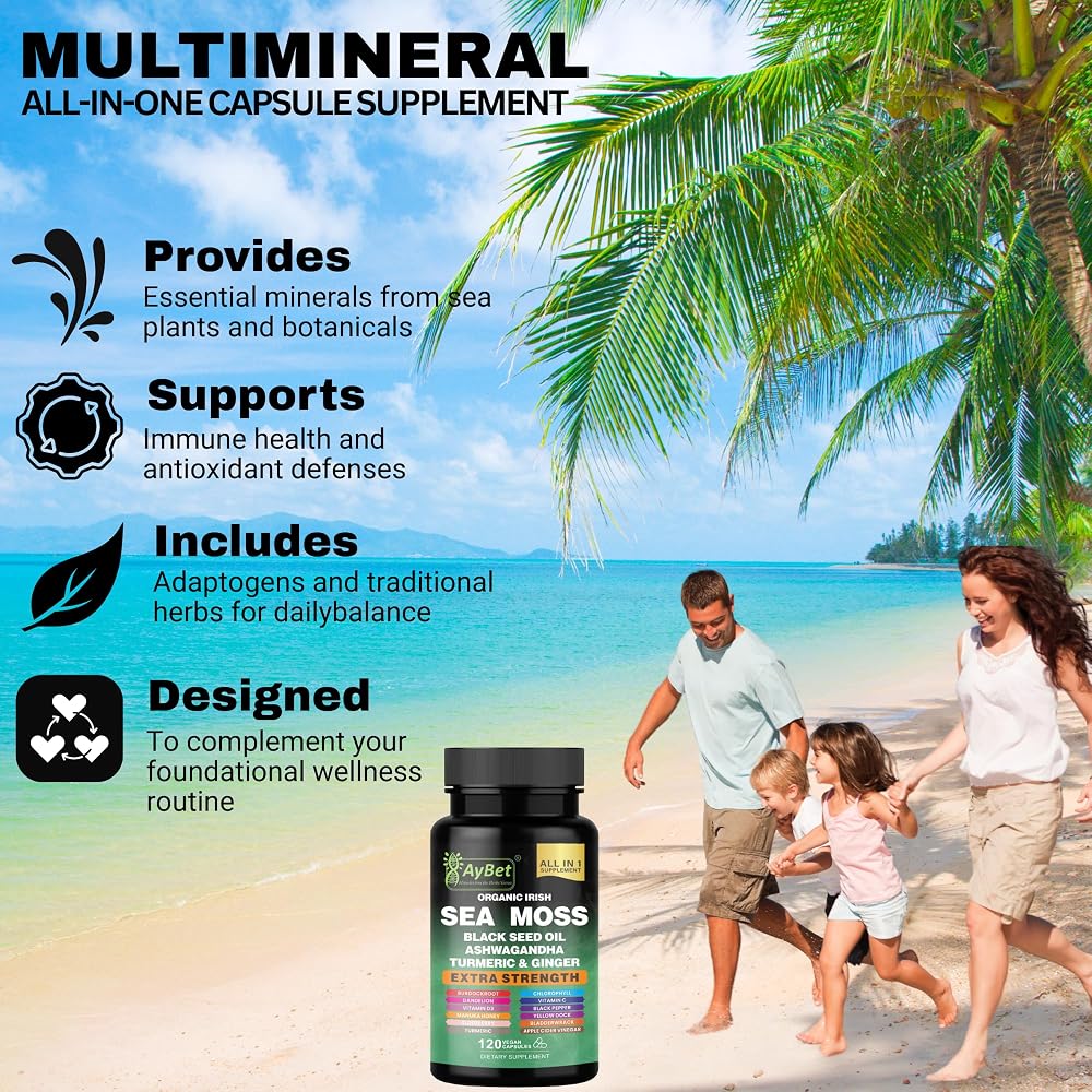AyBet Organic Irish Sea Moss 16-in-1 Supplement - 120 Capsules - image 5