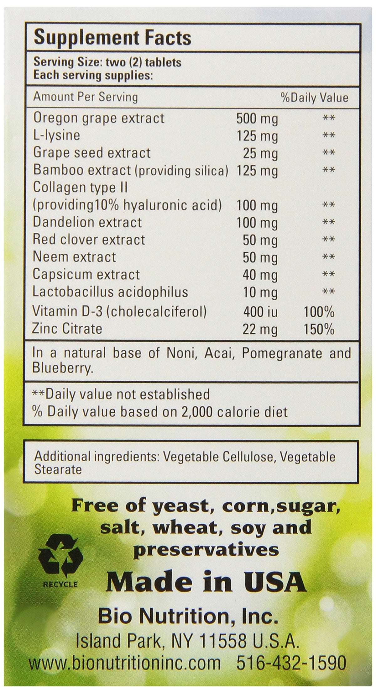 Bio Nutrition Skin Wellness Tabs - 60 Tablets - image 3