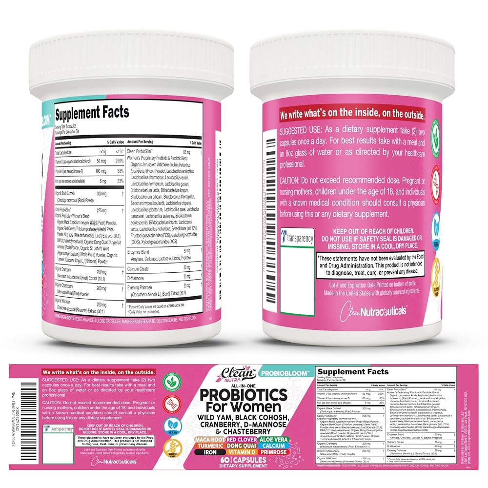 Clean Nutraceuticals Probiotics for Women with D Mannose - 60 Capsules - image 9