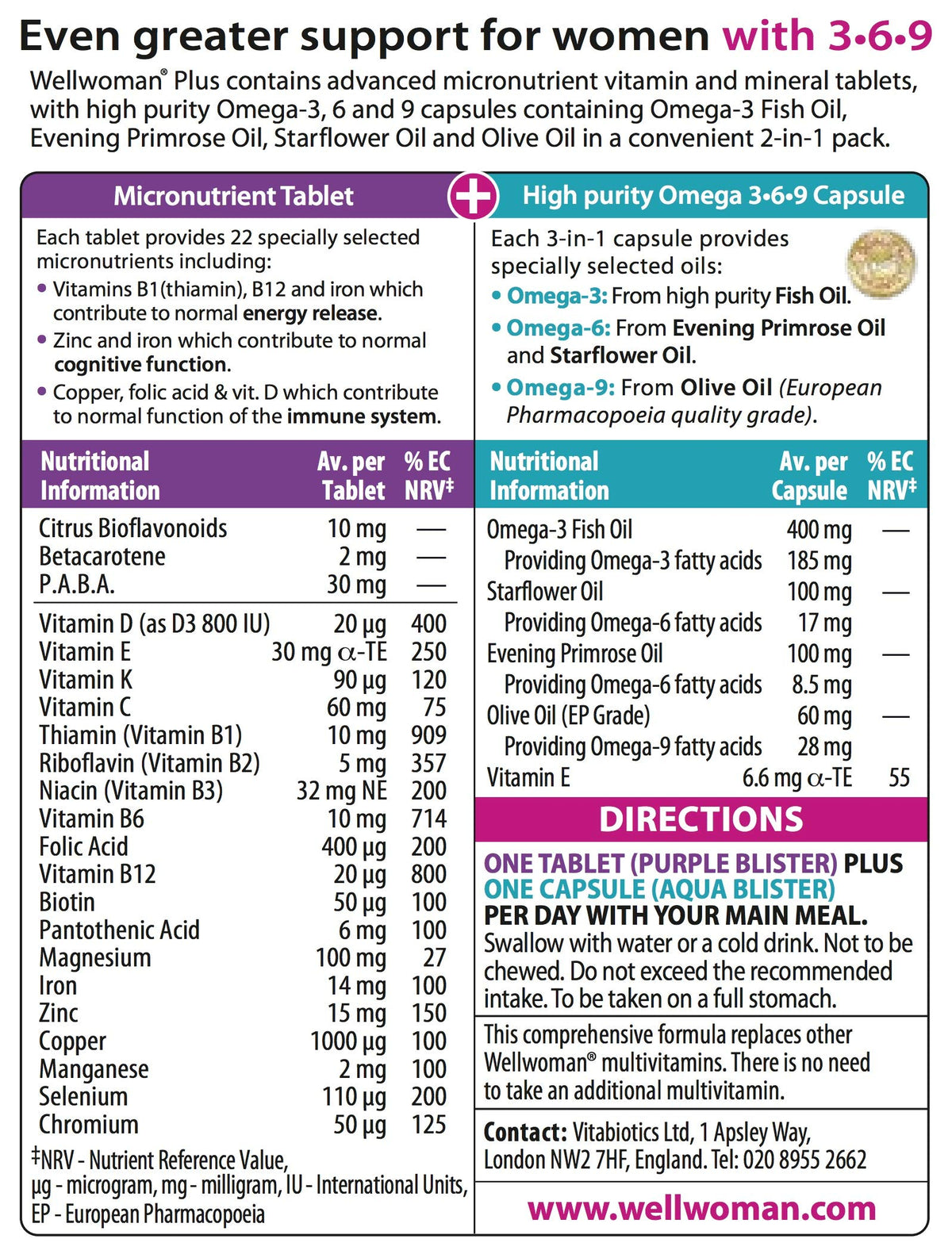 Wellwoman Plus Multivitamin with Omega 3, 6 & 9 - 56 Capsules - image 4