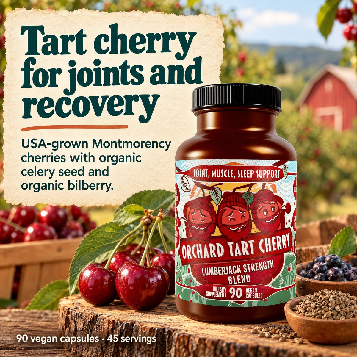 Hippie Farms Tart Cherry Capsules & Gummies Grown in USA - Lumberjack