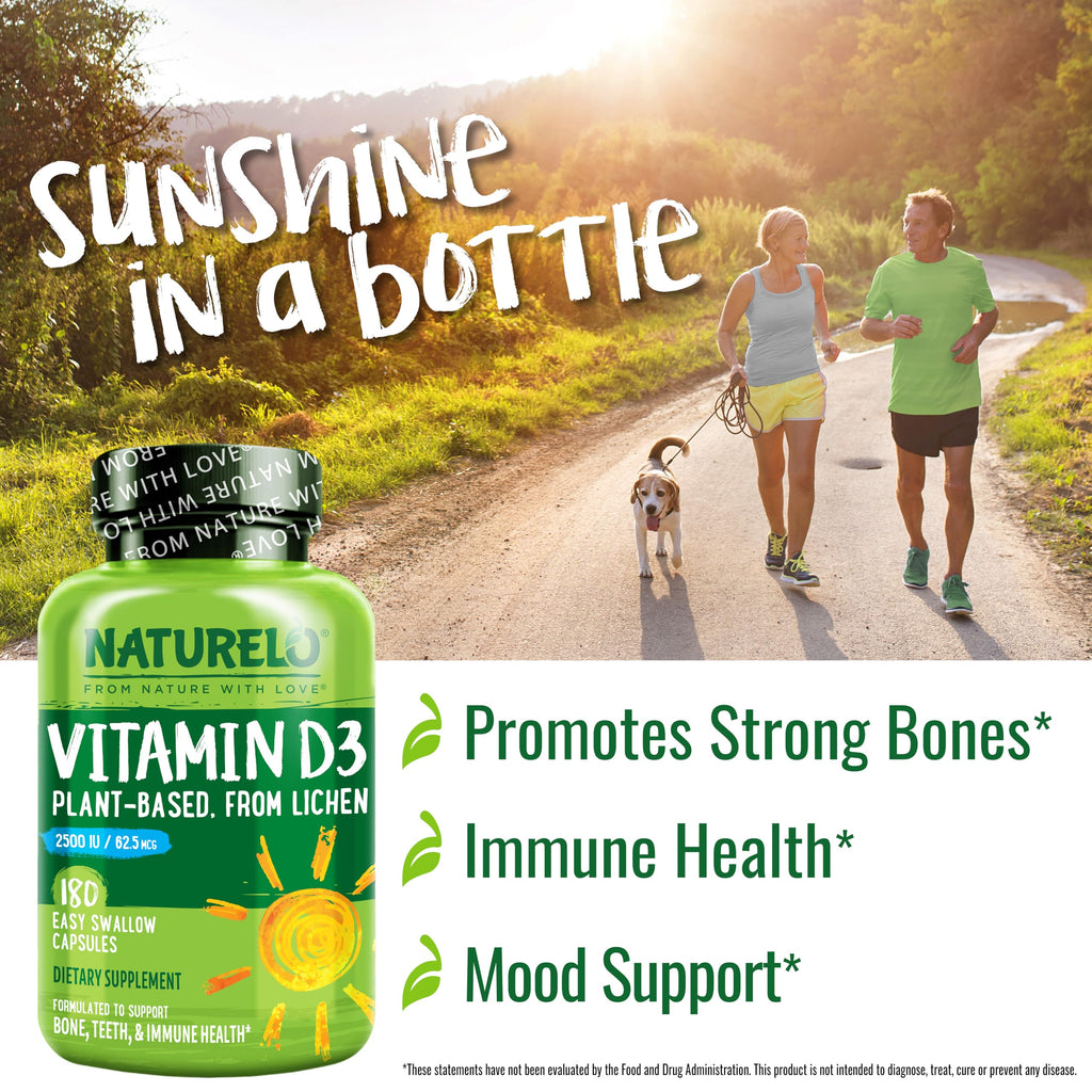 NATURELO Vitamin D3 2500 IU Bone Health - 180 Capsules - image 4