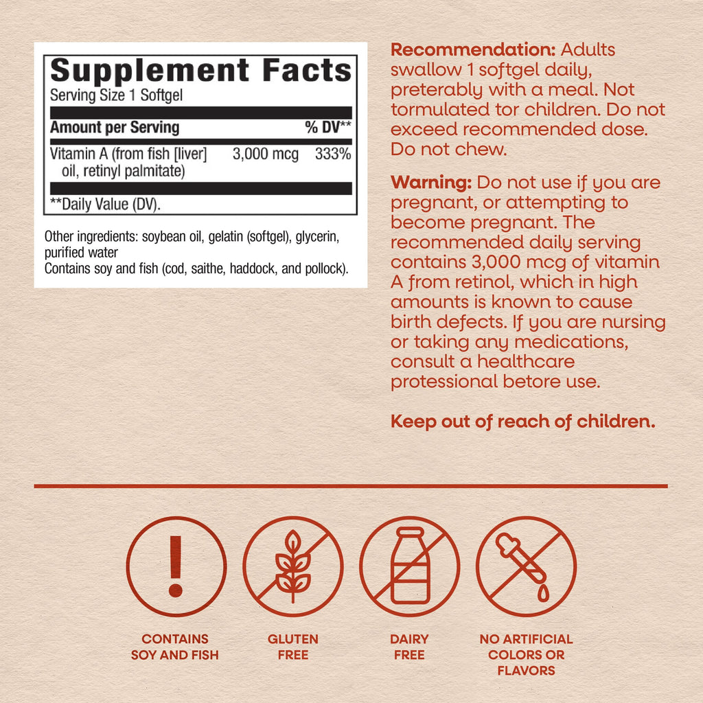 Nature's Way Vitamin A 3,000 mcg Softgels - 100 Count - image 6