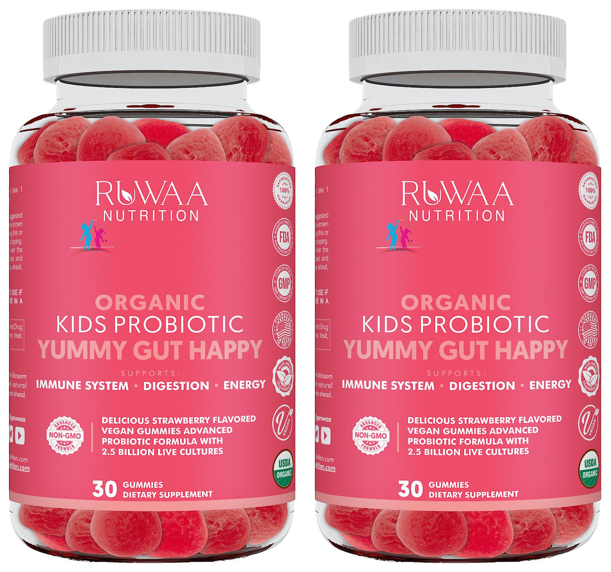 RUWAA NUTRITION Probiotics for Kids. Yummy Gut Happy Organic