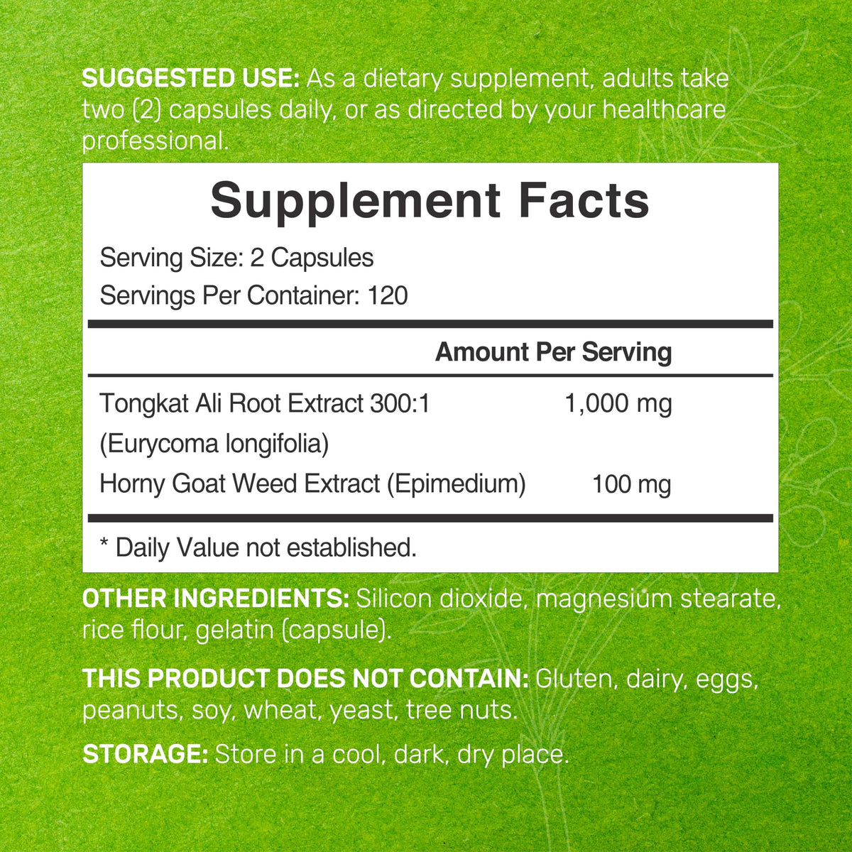 DEAL SUPPLEMENT Tongkat Ali Extract 300:1 with Horny Goat Weed - 240 Capsules - image 2