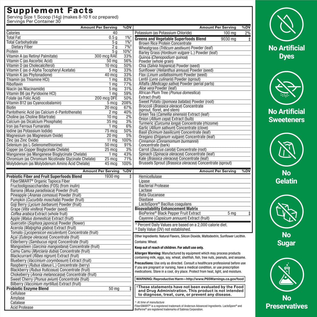 Force Factor Smarter Greens Superfoods Powder