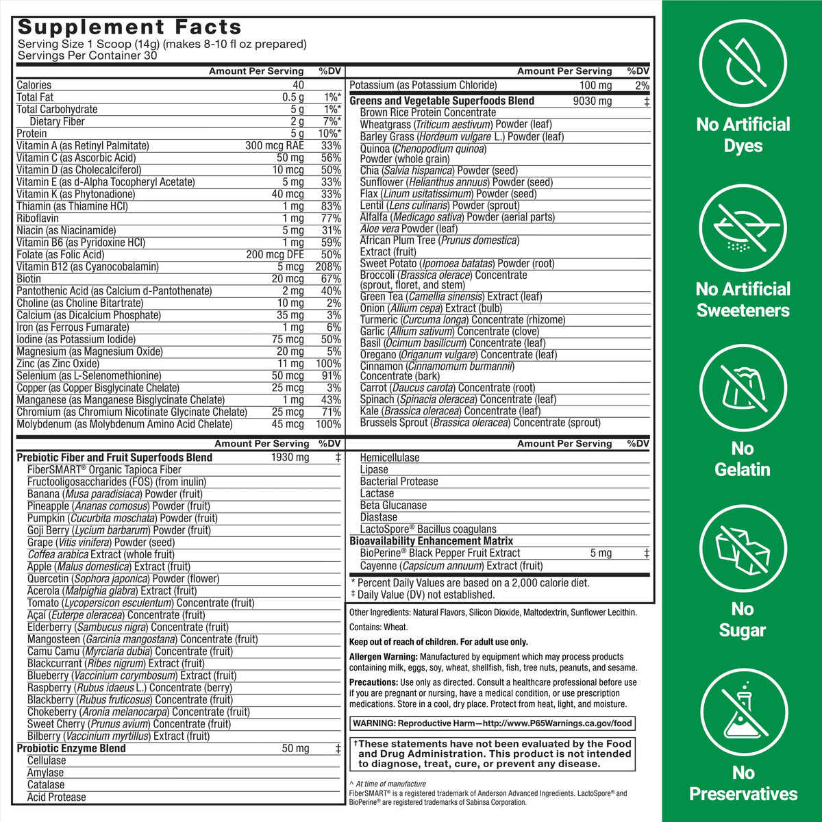 Force Factor Smarter Greens Superfoods Powder