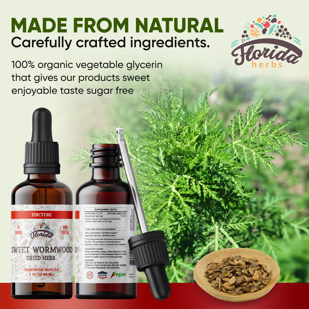 FLORIDA HERBS Wormwood Organic Tincture - Natural Intestinal Cleanse