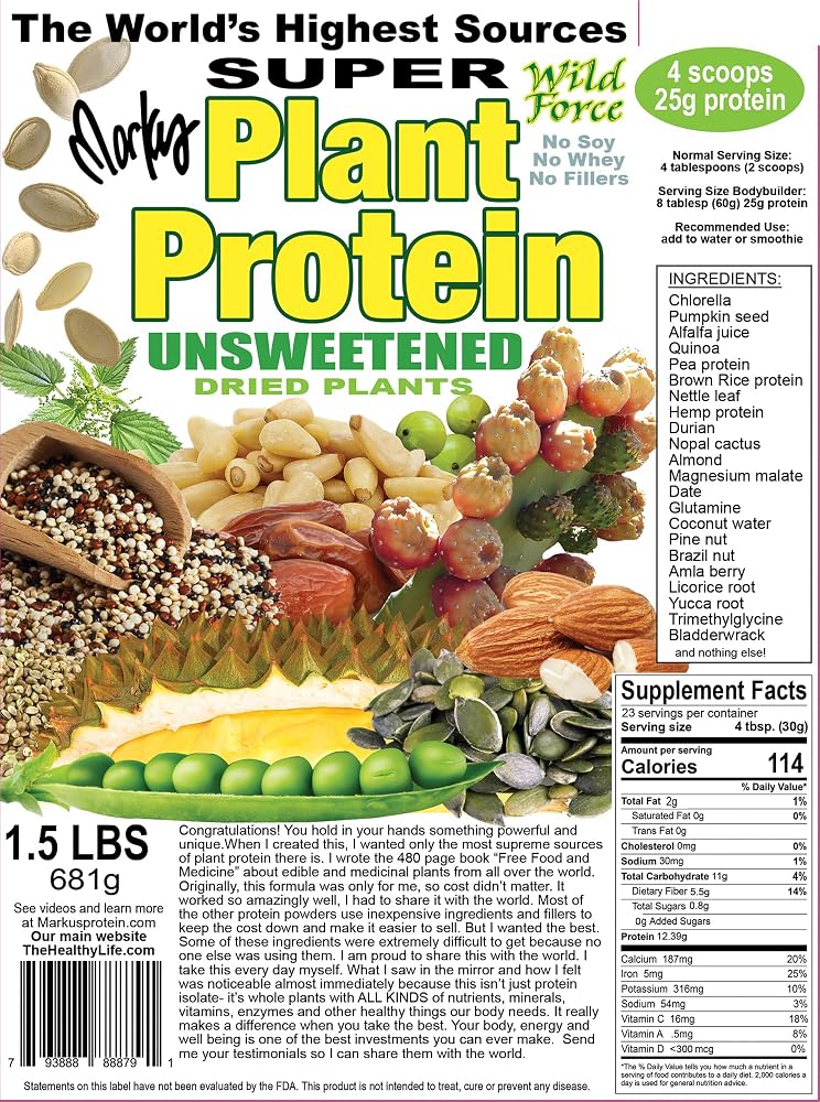 Wild Force Super Plant Protein Unsweetened Raw Vegan Powder - 681g - image 3