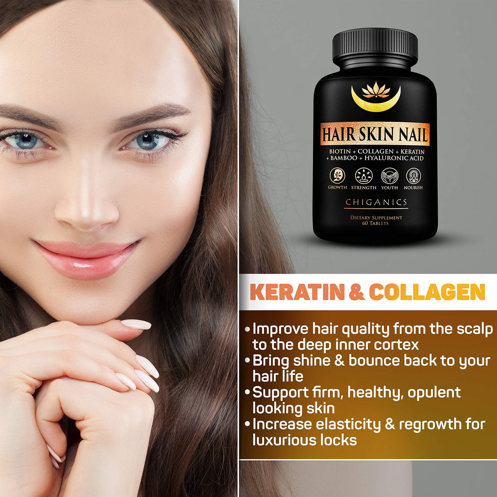 Chiganics Hair Skin and Nail Growth Vitamins with Biotin 5000mcg - 60 Tablets - image 3