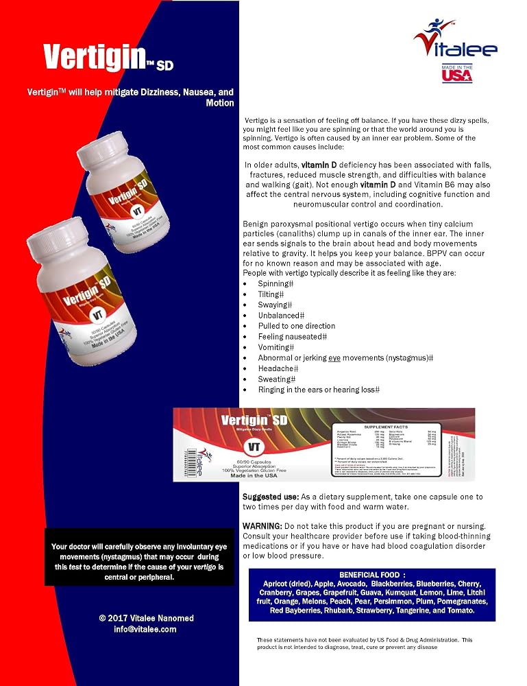 Vitalee Nanomed Vertigin SD Vertigo Supplement - 60 Capsules - image 2