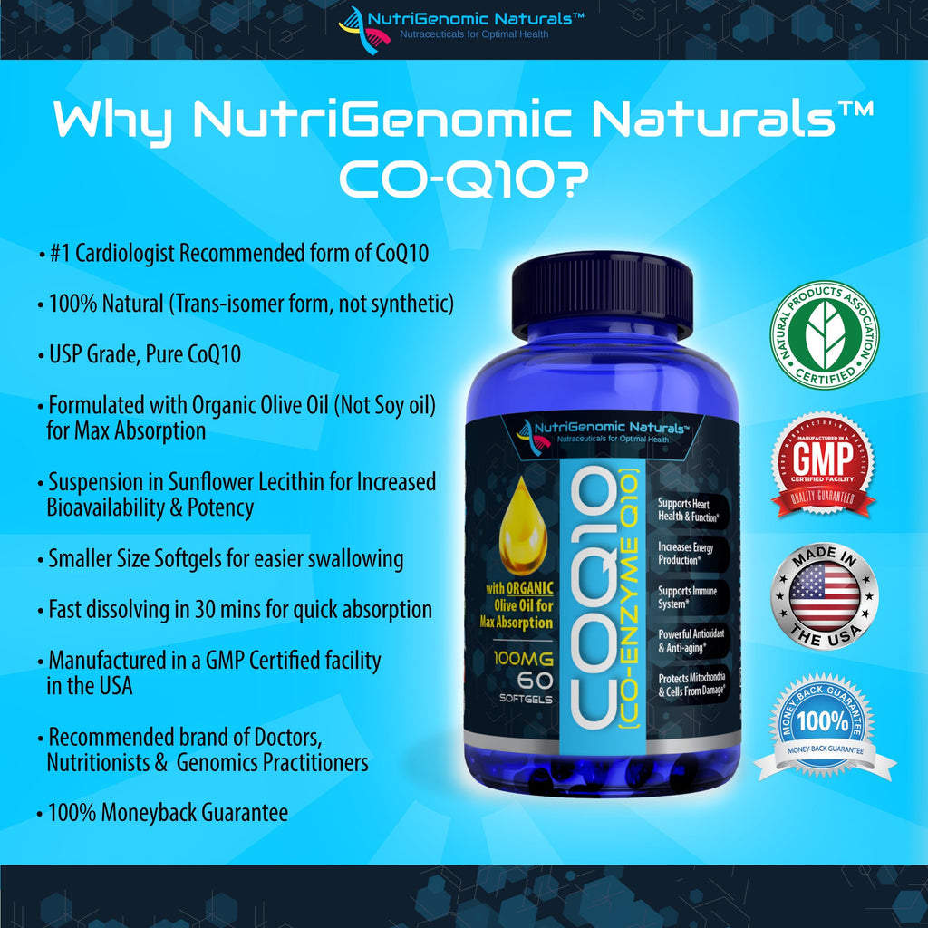 NutriGenomic Naturals CoQ10 100mg Heart Health - 60 Softgels - image 5