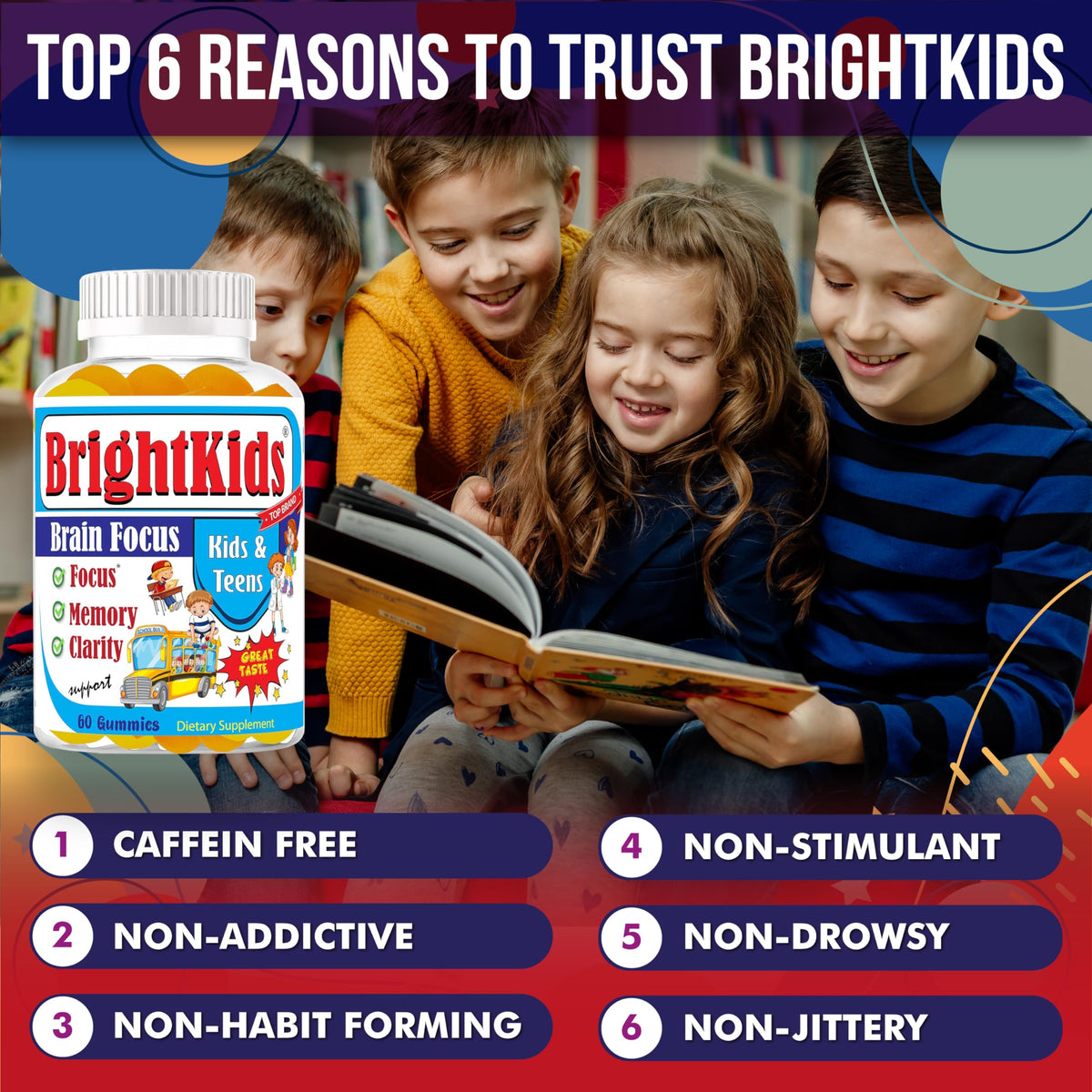 BrightKids Focus Gummies for Kids & Teens – 60 Count - image 4