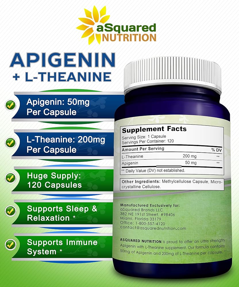 aSquared Nutrition Apigenin 50mg & L-Theanine 200mg - 120 Capsules - image 4
