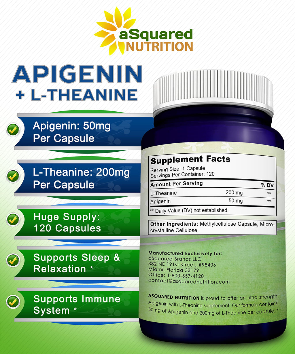 aSquared Nutrition Apigenin 50mg & L-Theanine 200mg - 120 Capsules - image 4