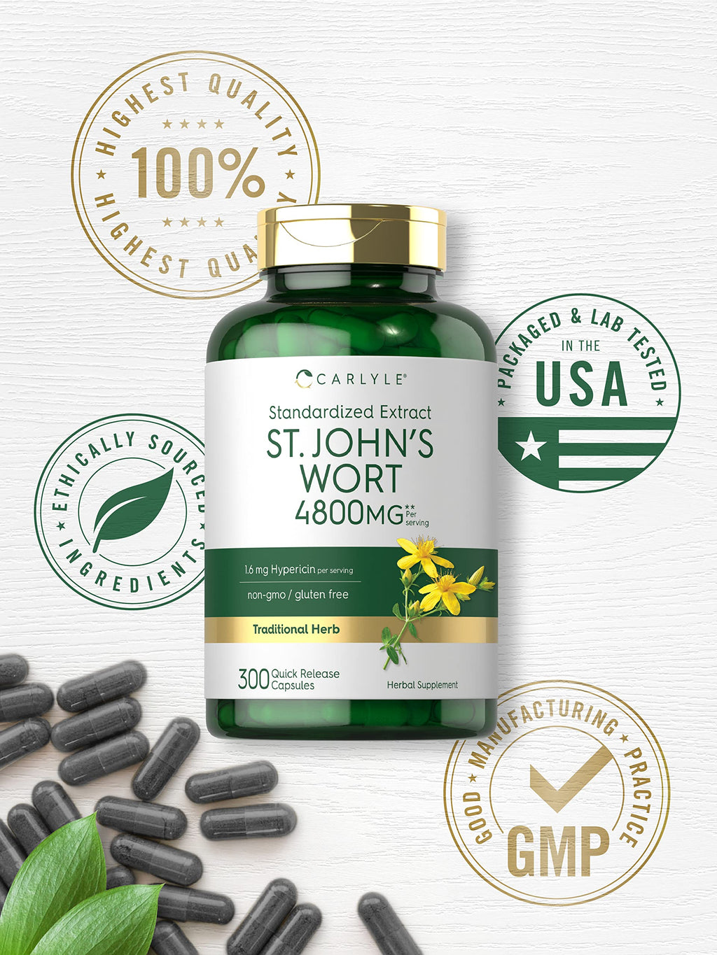Carlyle St. John's Wort Standardized Extract - 300 Capsules - image 5