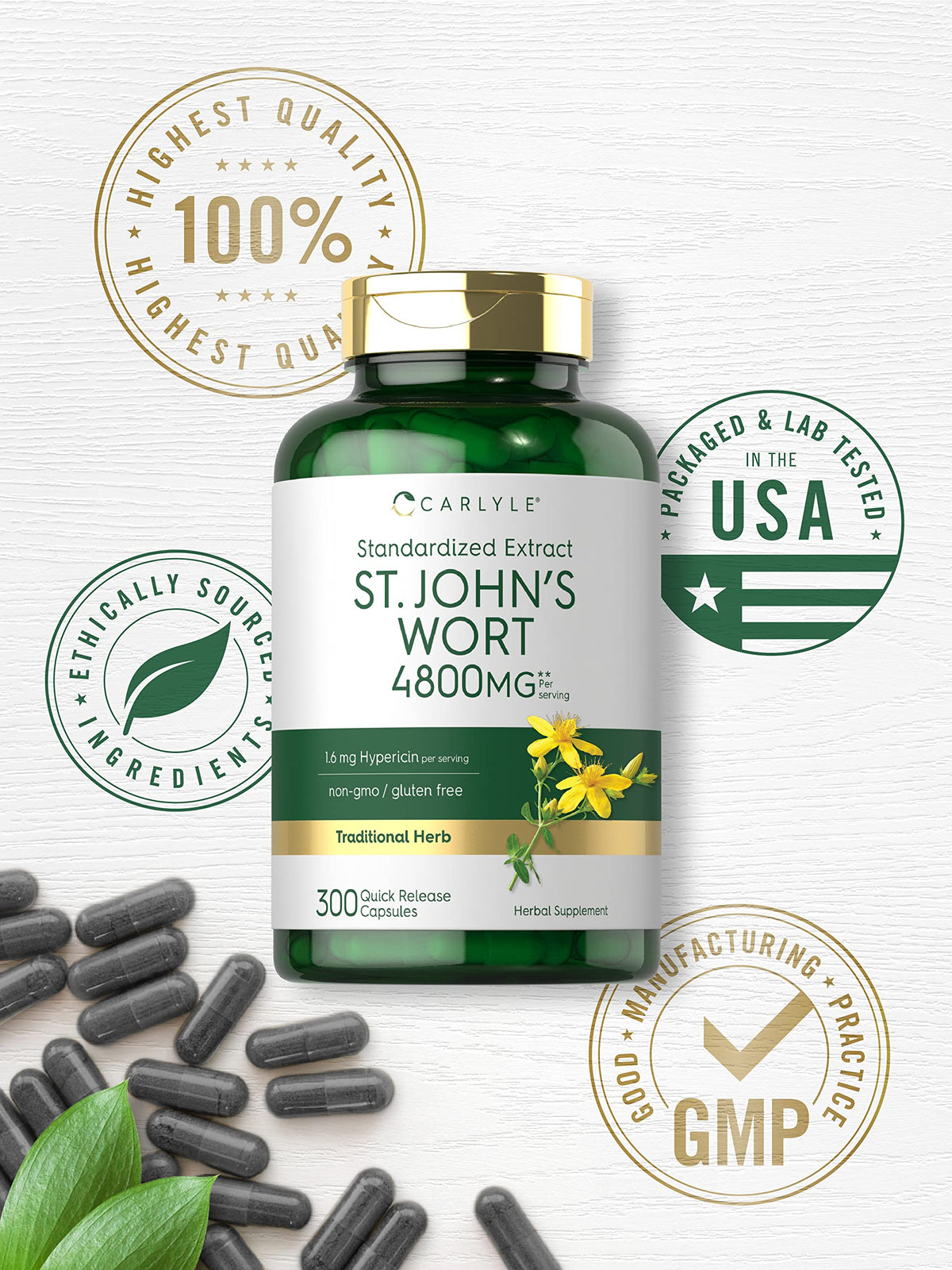 Carlyle St. John's Wort Standardized Extract - 300 Capsules - image 5