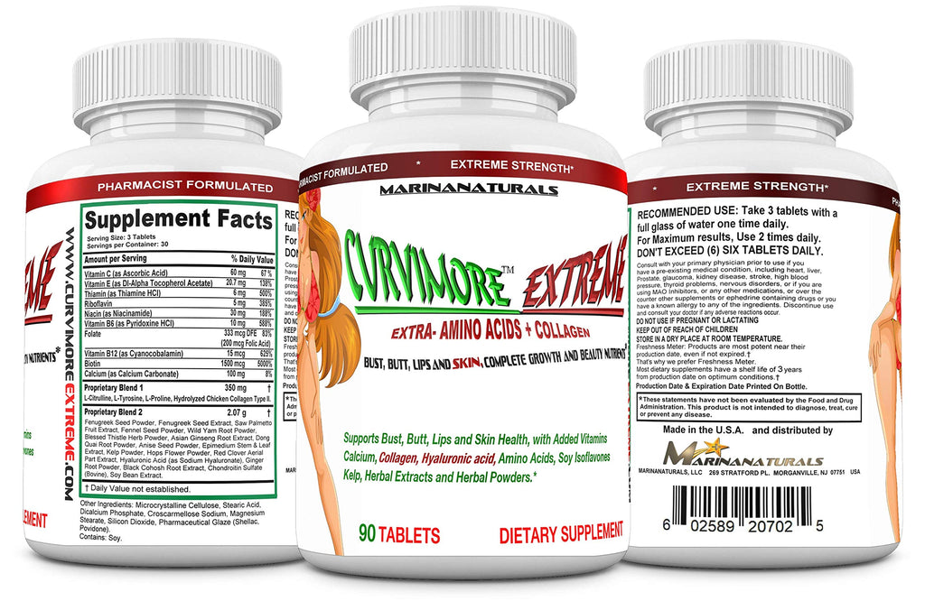 EXTREMELY NATURALS CURVIMORE Extreme Breast & Butt Enhancement - 90 Tablets - image 4