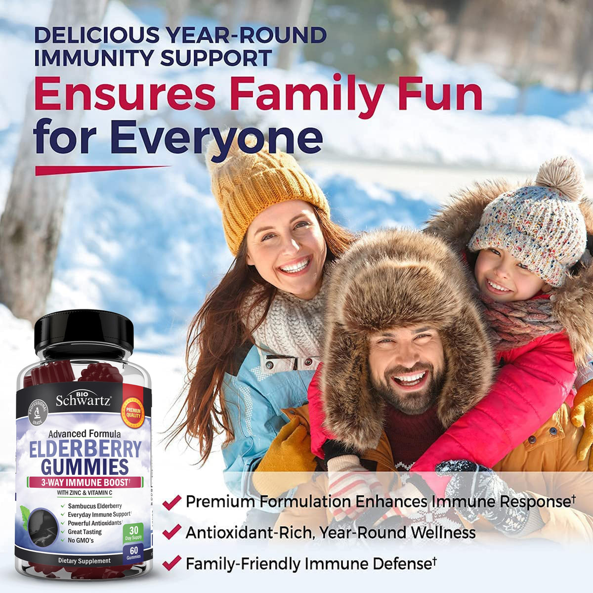 BioSchwartz Elderberry Gummies with Zinc and Vitamin C - 60 Count - image 2