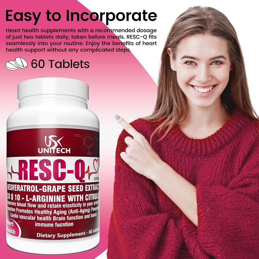 USK RESC-Q Resveratrol & L-Arginine Antioxidant - 60 Tablets - image 3