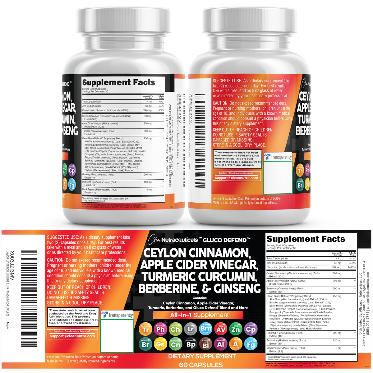 Clean Nutraceuticals Ceylon Cinnamon Berberine Turmeric 16-in-1 - 60 Capsules - image 8