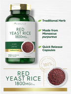 Carlyle Red Yeast Rice Supplement 1800 mg - 250 Capsules - image 3
