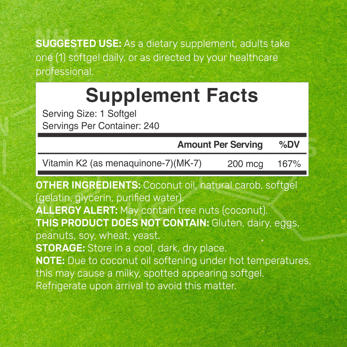 Deal Supplement Vitamin K2 MK-7 200mcg Bone Support - 240 Softgels - image 2