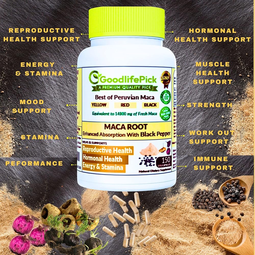 GoodlifePick Maca Root Capsules Powerful Maca Blend