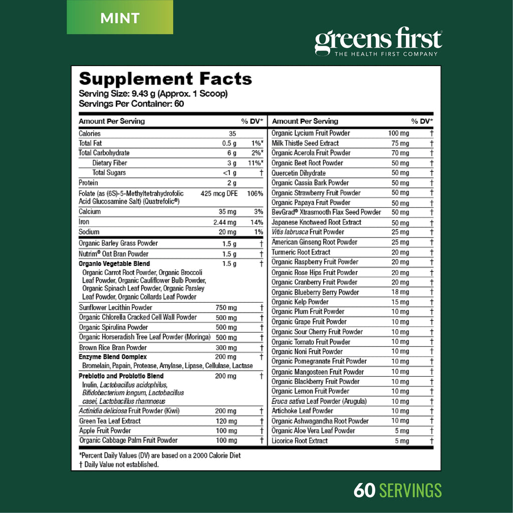 Greens First Original Greens Powder - 49 Superfoods - Organic Fruits