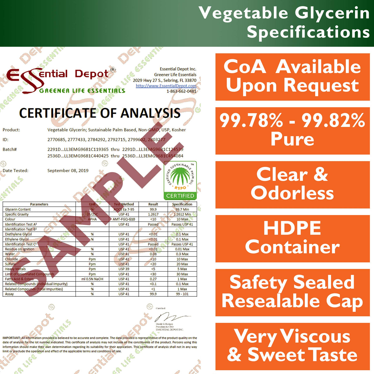 Essential Depot Vegetable Glycerin USP Pharmaceutical Grade - 1 Pint - image 4