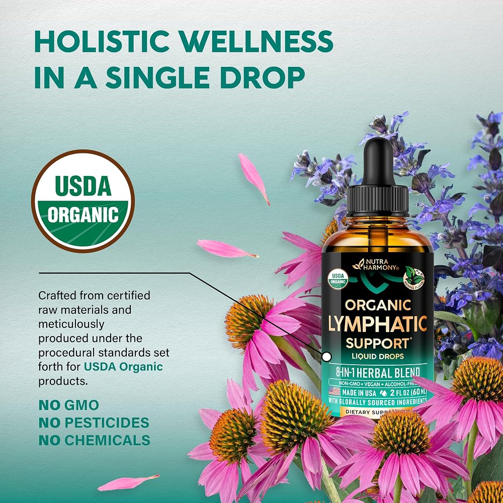NUTRAHARMONY USDA Organic Lymphatic Drainage Supplement - Echinacea