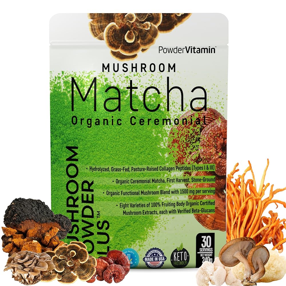 PowderVitamin Organic Mushroom Grass-Fed Collagen Types I & III